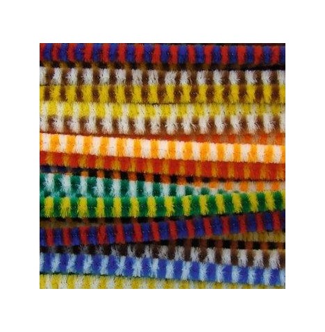 Sachet 40 brins 30 cm assortis chenille tigrée