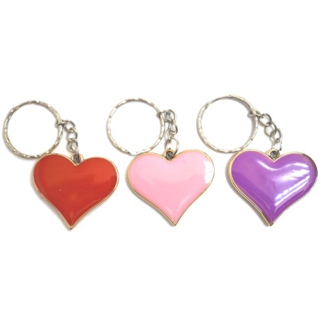 Porte-clés  coeur métal rouge 3 cm
