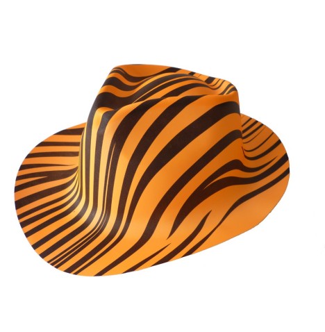 Chapeau zébrés orange fluo plastic - Chapeaux  pas cher