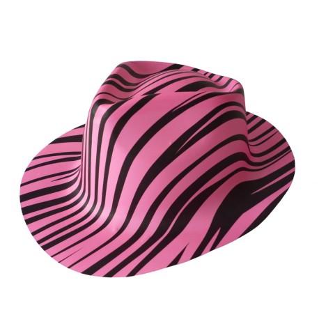 Chapeau zébrés rose fluo plastic - Chapeaux  pas cher