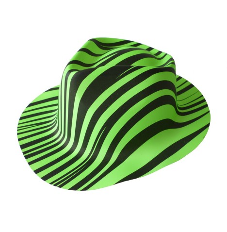 Chapeau zébrés vert fluo plastic - Chapeaux  pas cher