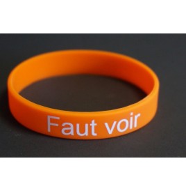 Bracelet silicone orange '' faut voir '' - Célibataires  pas cher