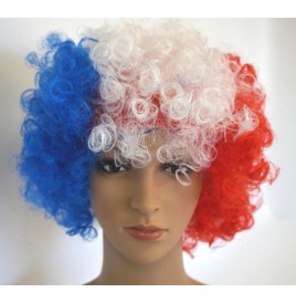 Perruque tricolore bouclée