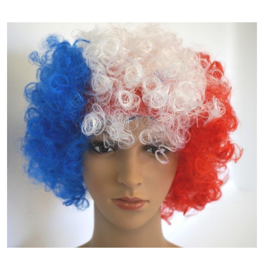 Perruque tricolore bouclée
