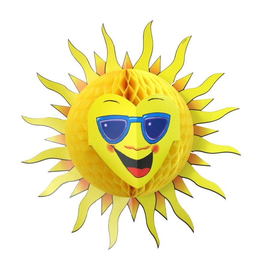 Soleil en papier alvéolé 50 cm - Décoration  pas cher