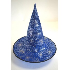 Chapeau sorcière araignée bleu