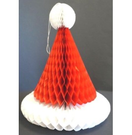 Déco Bonnet Noël papier Alvéolé 30 cm