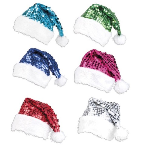 Bonnets de Noël avec sequins Lot de 24 - Noël  pas cher