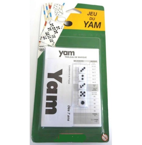 Jeu de yam 5 Dés + bloc sous blister - Jeux de société  pas cher