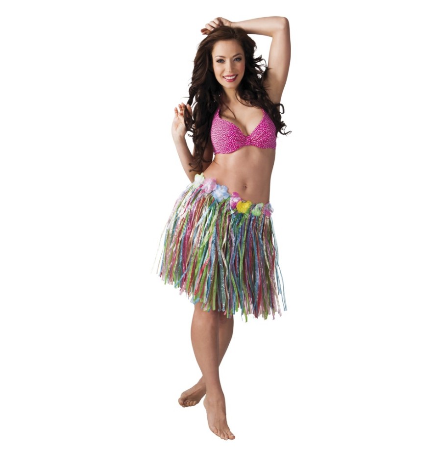 Jupe Hawaienne plastifiée multicolore 45 cm