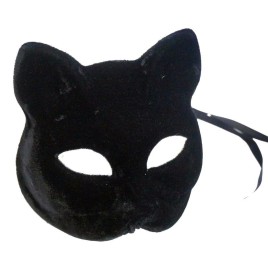 Masque chat noir velours - Loups et Masques  pas cher