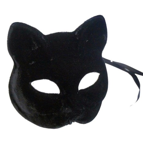 Masque chat noir velours - Loups et Masques  pas cher