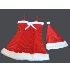 Costume Mère Noel Robe+bonnet velours - Noël  pas cher