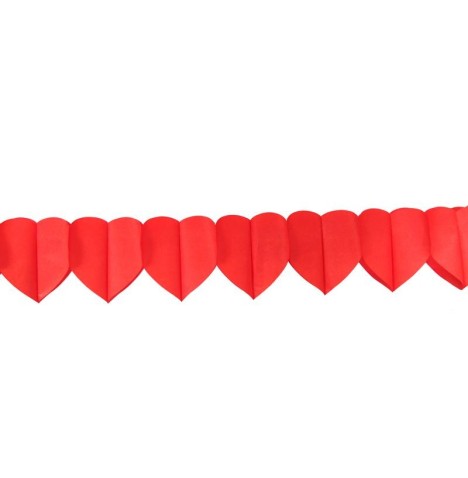 Guirlande Coeur rouge long 4 m  haut 17 cm