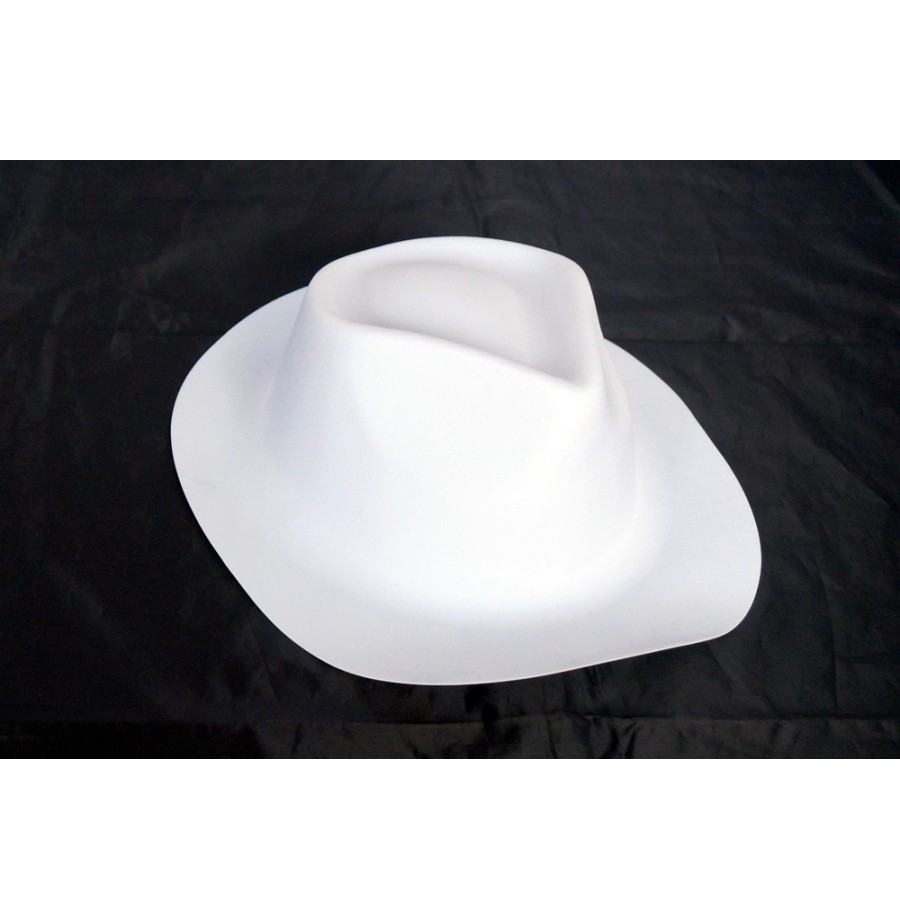 Chapeau Al-Capone pvc aspect feutrine Blanc