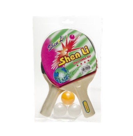 Set de 2 raquettes ping pong + 3 balles - Plein air   pas cher