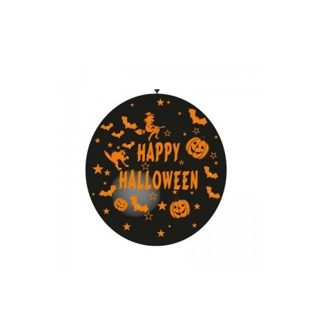 🎃 Ballon géant Halloween 86 cm – Noir & orange "Happy halloween ''
