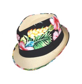 chaude soirée Tropicale, joli chapeau Borsalino Fleuri.