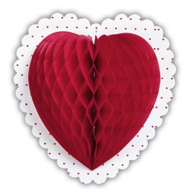 Coeur Nid d'abeille  diam 25 cm - Saint Valentin  deco- st valentin