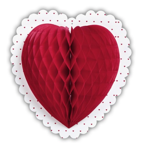 Coeur Nid d'abeille  diam 25 cm - Saint Valentin  deco- st valentin