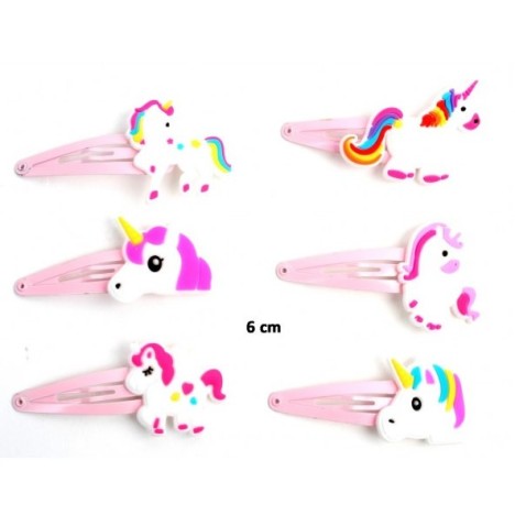 barrettes Licorne 6cm lot de 2 - Pêche filles  pas cher