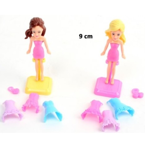 Poupée mini mode 9 cm 6 pces - Jeux filles  pas cher