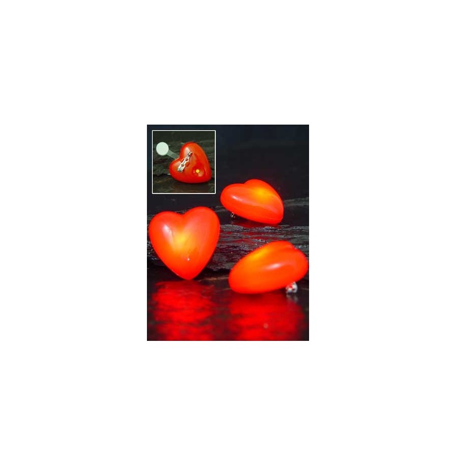 Coeur sur broche lumineux/clignotant avec pile