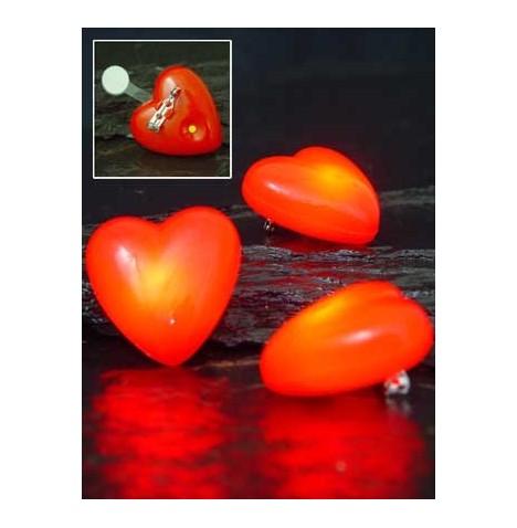 Coeur sur broche lumineux/clignotant avec pile