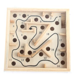 Labyrinthe en bois 11.5 cm x 11.5 cm - Jeux bois  pas cher