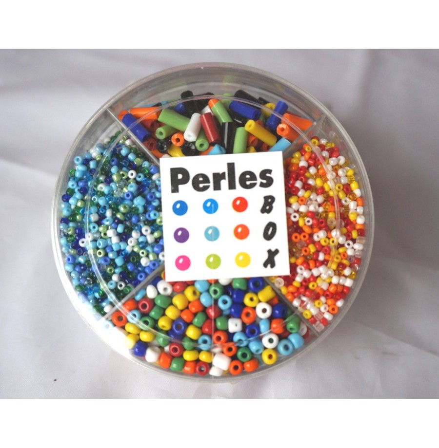 Boite perles rocailles gros-petits trous 4 cases