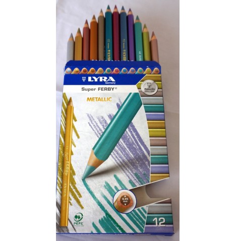 Etui 12 crayon de couleur Metallic Lyra - Crayons et Feutres  pas cher