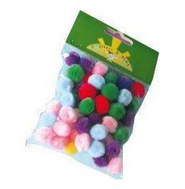 Pompons assortis 15 mm sachet de 50