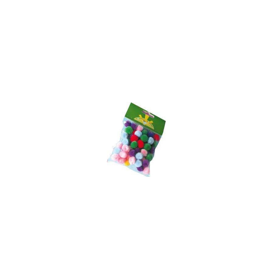 Pompons assortis 15 mm sachet de 50