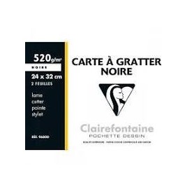 Carte à gratter noire 24 x32  pochette 2 fles