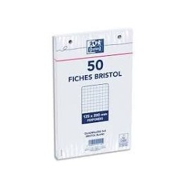 Paq. 50 fiches bristol blanc perfo.105 x 148