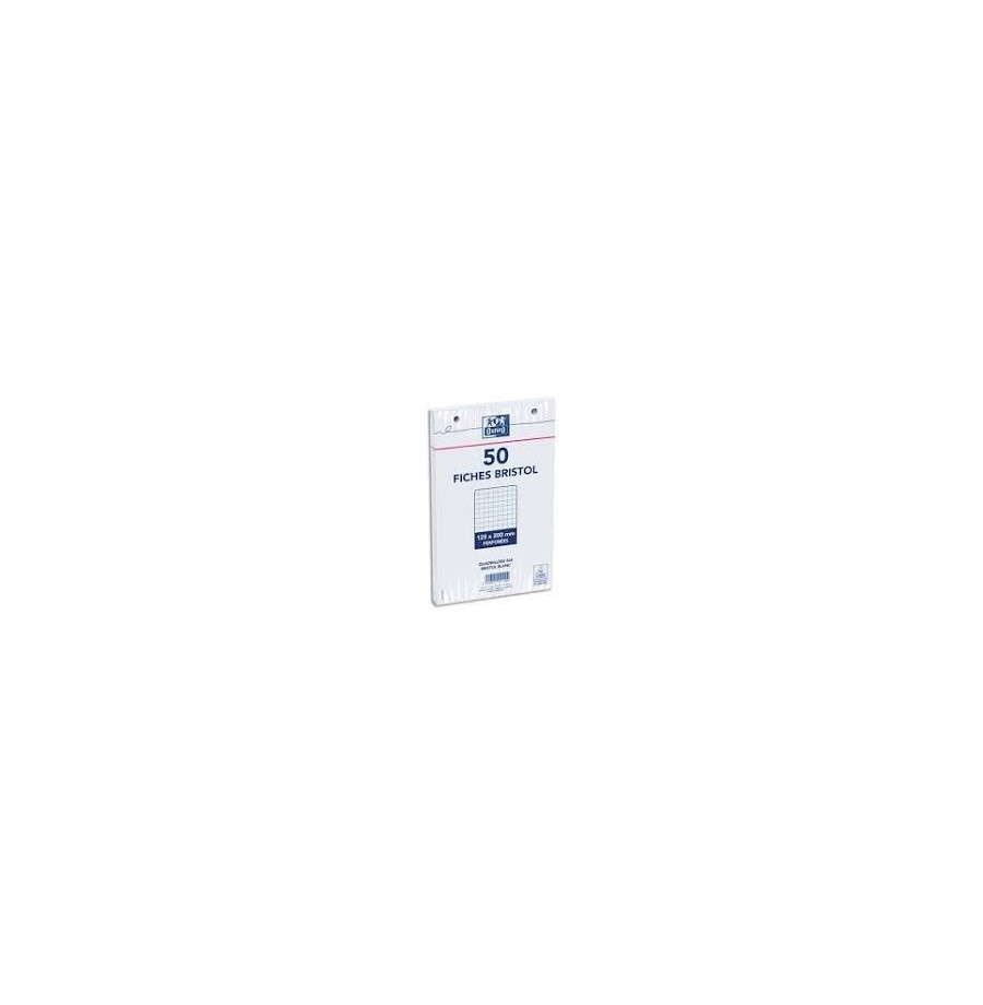 Paquet de 50 fiches bristol blanc perforées 210 x 297 mm