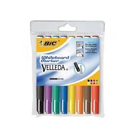 Pochette 8 feutres velleda Bic assortis pointe ogive