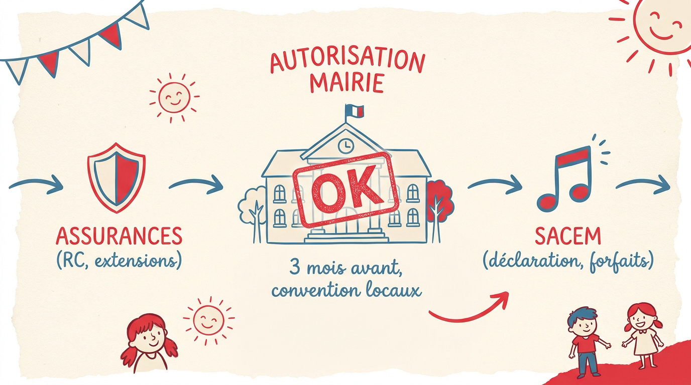 Infographie récapitulative des étapes clés pour organiser une kermesse scolaire en toute sécurité